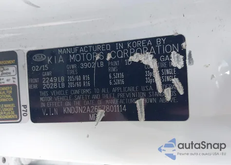 2015 Kia Soul из США, поврежденный, VIN KNDJN2A26F7801114